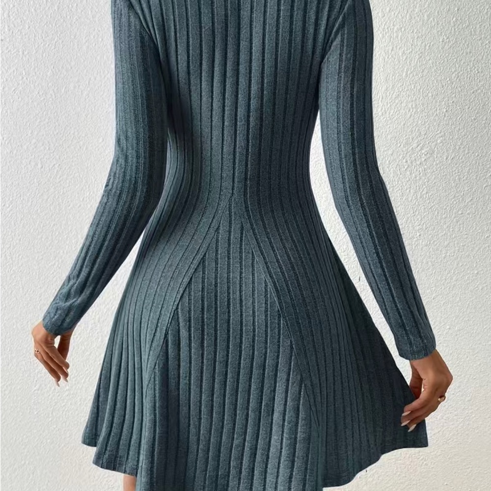 NWT Solid ribbed long sleeve dress top NIP - Picture 3 of 4